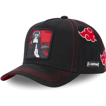 Cappello snapback nero con visiera curva Itachi Uchiha AKA2 Naruto di Capslab