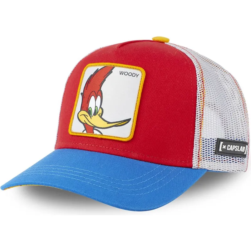 mutzen-gebogen-rot-snapback-woody-woodpecker-von-capslab