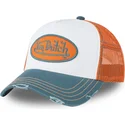 cappellino-trucker-bianco-arancione-e-blu-sum-hun-di-von-dutch