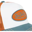cappellino-trucker-bianco-arancione-e-blu-sum-hun-di-von-dutch