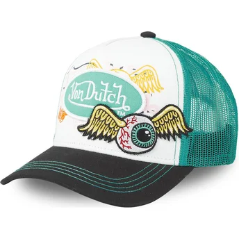 Von Dutch vit, grön och svart truckerkeps PAT GRE