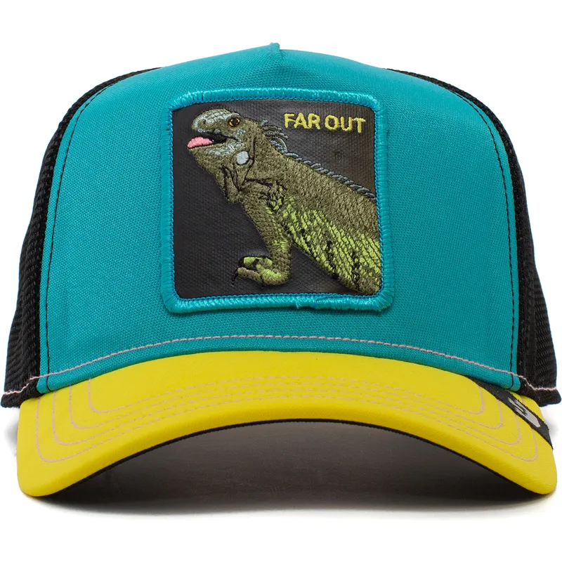 trucker-cap-blau-schwarz-und-gelb-far-out-iguana-party-the-farm-von-goorin-bros