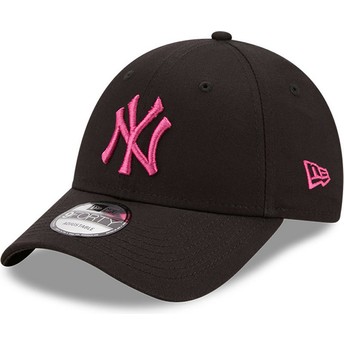 Casquette courbée noire ajustable avec logo rose 9FORTY League Essential New York Yankees MLB New Era