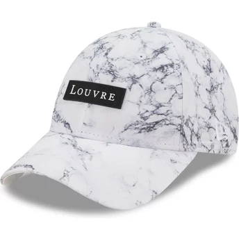New Era Curved Brim 9FORTY Clear Marble Le Louvre White Adjustable Cap