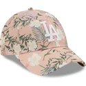 mutzen-gebogen-rosa-verstellbares-band-9forty-floral-der-los-angeles-dodgers-mlb-von-new-era
