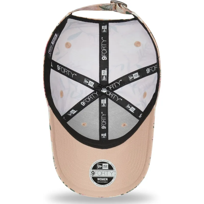 mutzen-gebogen-rosa-verstellbares-band-9forty-floral-der-los-angeles-dodgers-mlb-von-new-era