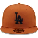 mutzen-flach-braun-angepasst-59fifty-league-essential-der-los-angeles-dodgers-mlb-von-new-era