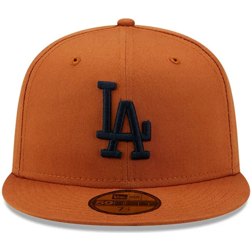 mutzen-flach-braun-angepasst-59fifty-league-essential-der-los-angeles-dodgers-mlb-von-new-era