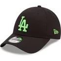 casquette-courbee-noire-ajustable-avec-logo-vert-9forty-neon-pack-los-angeles-dodgers-mlb-new-era