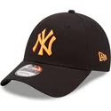 casquette-courbee-noire-ajustable-avec-logo-orange-9forty-neon-pack-new-york-yankees-mlb-new-era