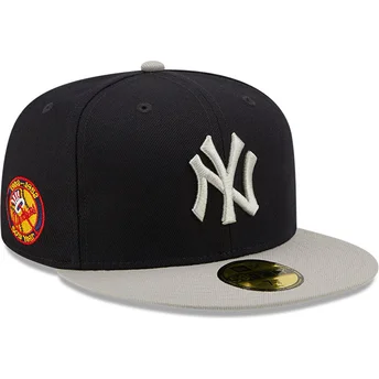 cappellino-piatto-blu-navy-e-grigio-aderente-59fifty-con-patch-laterale-new-york-yankees-mlb-di-new-era