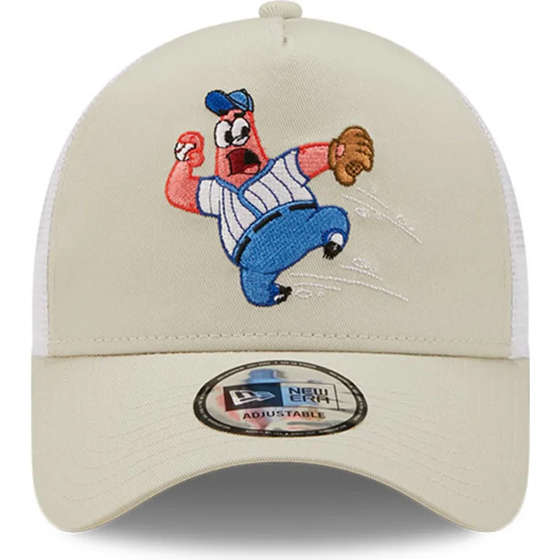 mutzen-gebogen-beige-snapback-a-frame-sporty-der-patricio-estrella-bob-esponja-von-new-era