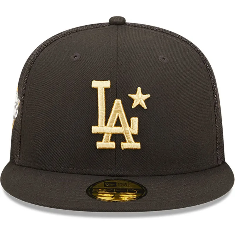 gorra-trucker-plana-negra-ajustada-con-logo-dorado-59fifty-all-star-game-de-los-angeles-dodgers-mlb-de-new-era