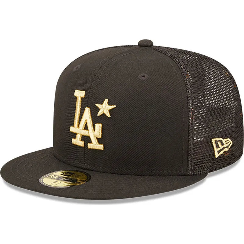 gorra-trucker-plana-negra-ajustada-con-logo-dorado-59fifty-all-star-game-de-los-angeles-dodgers-mlb-de-new-era