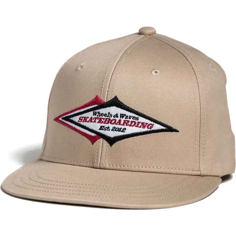 beige-platt-snapback-keps-skateboarding-ww24-fran-wheels-and-waves
