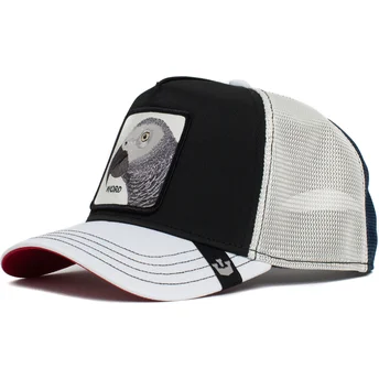goorin-bros-the-farm-bird-s-the-word-svart-och-gra-truckerkeps-papegoja