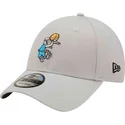 9forty-sporty-kids-verstellbare-graue-kappe-fur-kinder-mit-gebogenem-schirm-bugs-bunny-looney-tunes-von-new-era