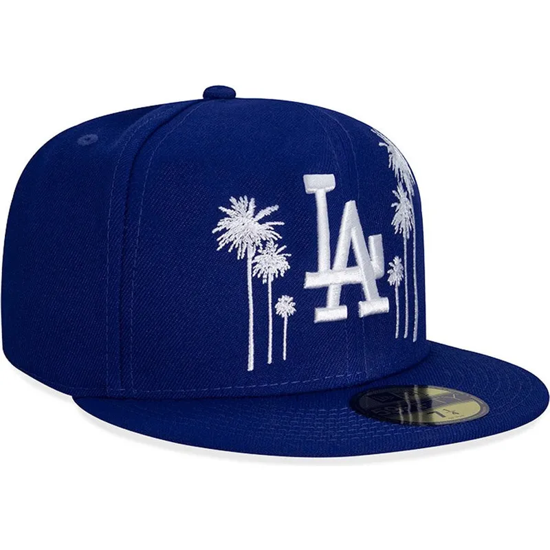 mutzen-flach-blau-angepasst-59fifty-all-star-game-palm-der-los-angeles-dodgers-mlb-von-new-era