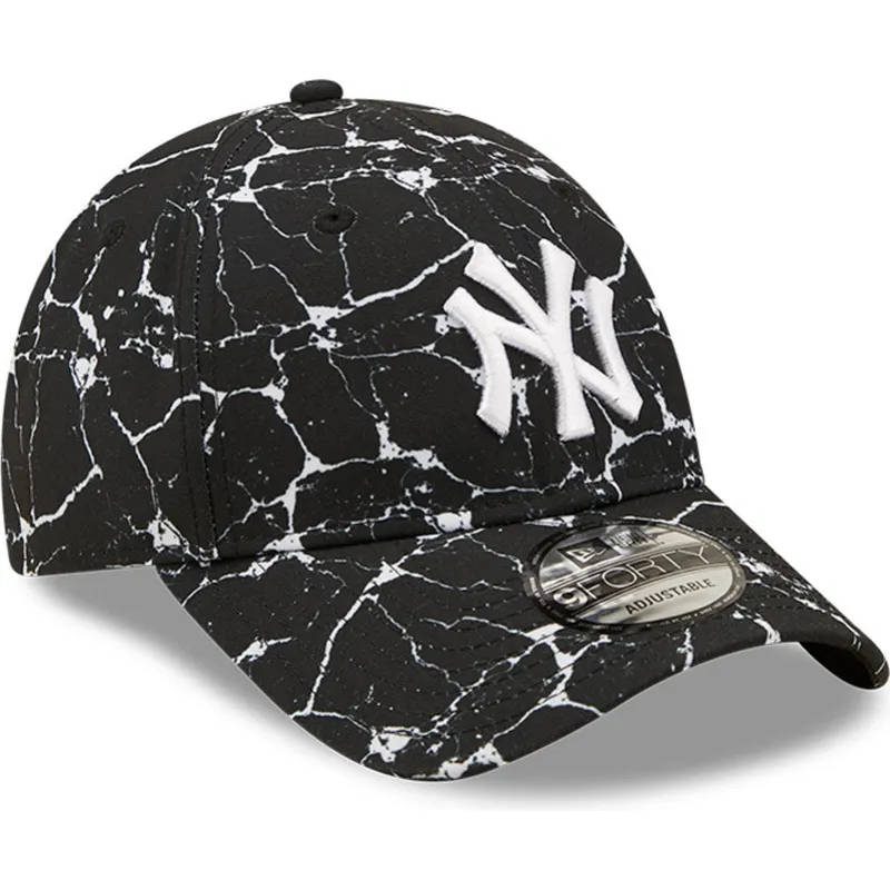 Gorra curva negra ajustable con logo negro para mujer 9FORTY Hypertexture  de New York Yankees MLB de New Era