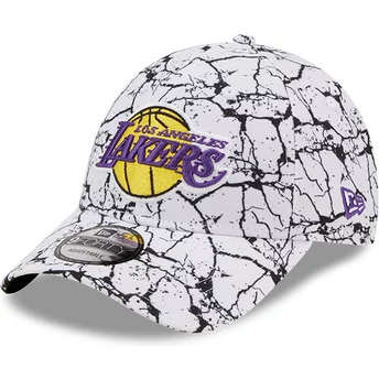 Casquette courbée blanche ajustable 9FORTY Marble Los Angeles Lakers NBA New Era