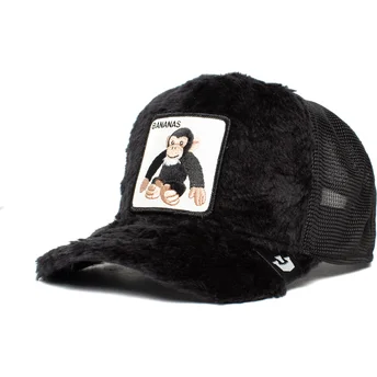 casquette-trucker-noire-peau-mouton-singe-en-peluche-go-bananas-the-farm-goorin-bros