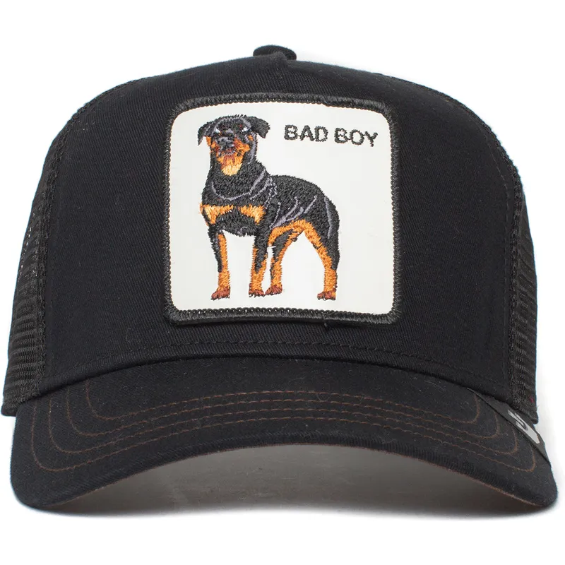 trucker-cap-schwarz-hund-rottweiler-bad-boy-the-baddest-boy-the-farm-von-goorin-bros