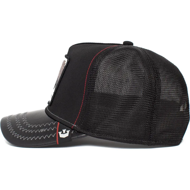 schwarze-trucker-kappe-fur-jungen-dinosaurier-t-rex-little-monster-the-farm-von-goorin-bros