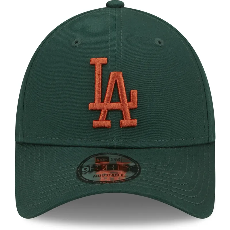 mutzen-gebogen-grun-verstellbares-band-marron-9forty-league-essential-der-los-angeles-dodgers-mlb-von-new-era