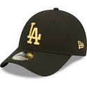 mutzen-gebogen-schwarz-verstellbares-band-dorado-9forty-metallic-der-los-angeles-dodgers-mlb-von-new-era