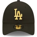 schwarze-verstellbare-kappe-mit-gebogenem-schirm-und-goldenem-logo-9forty-metallic-der-los-angeles-dodgers-mlb-von-new-era