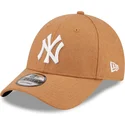 mutzen-gebogen-braun-verstellbares-band-9forty-the-league-melton-wool-der-new-york-yankees-mlb-von-new-era