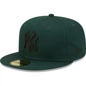 Casquette plate verte foncé ajustée 59FIFTY League Essential New York Yankees MLB New Era