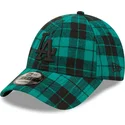 mutzen-gebogen-grun-verstellbares-band-negro-9forty-plaid-der-los-angeles-dodgers-mlb-von-new-era