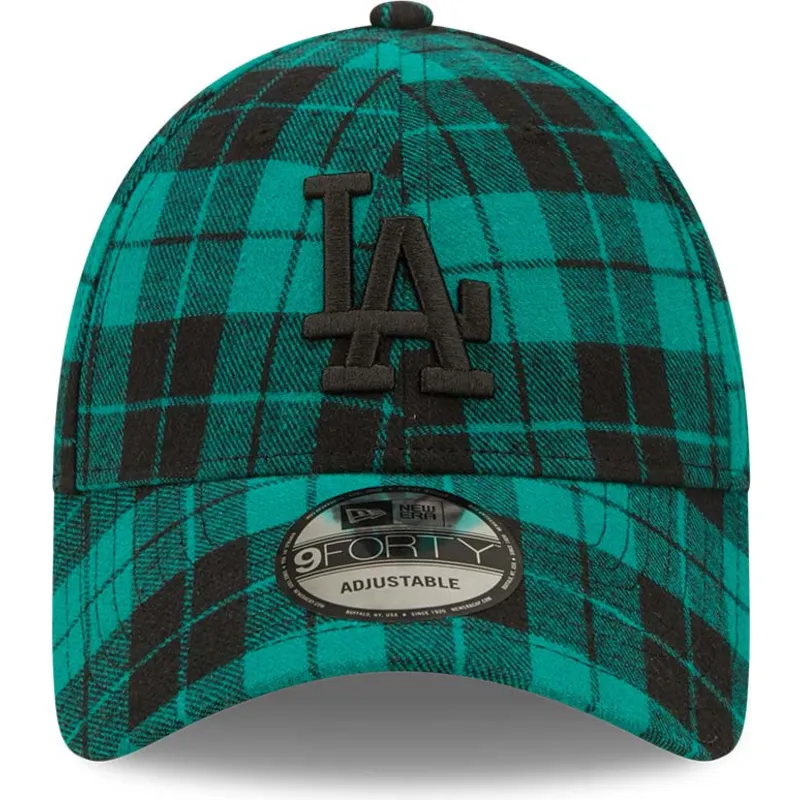 mutzen-gebogen-grun-verstellbares-band-negro-9forty-plaid-der-los-angeles-dodgers-mlb-von-new-era