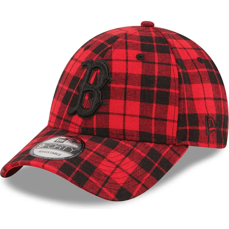 mutzen-gebogen-rot-verstellbares-band-negro-9forty-plaid-der-boston-red-sox-mlb-von-new-era