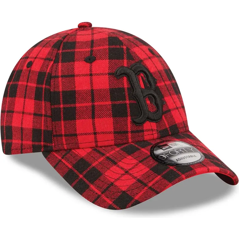 mutzen-gebogen-rot-verstellbares-band-negro-9forty-plaid-der-boston-red-sox-mlb-von-new-era