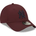 mutzen-gebogen-rot-verstellbares-band-granate-9forty-league-essential-der-new-york-yankees-mlb-von-new-era