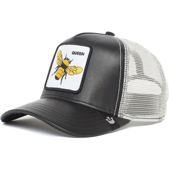 casquette-trucker-noire-et-blanche-abeille-queen-hive-boss-the-farm-goorin-bros