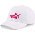 verstellbare-weisse-kappe-mit-gebogenem-schirm-und-rotem-essentials-logo-von-puma