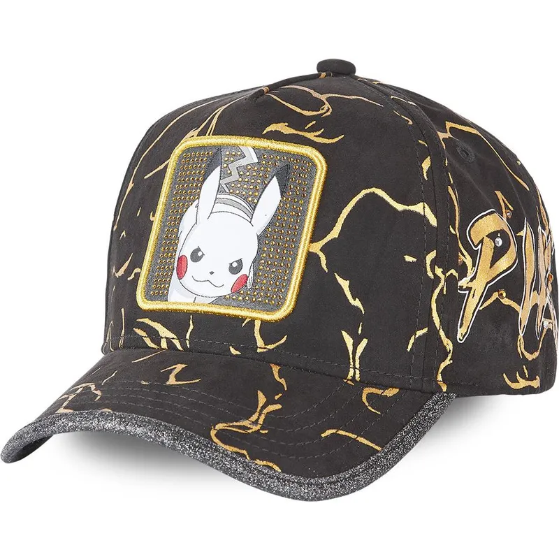 mutzen-gebogen-schwarz-verstellbares-band-pikachu-pokemon-von-capslab mutzen-gebogen-schwarz-verstellbares-band-pikachu-pokemon-von-capslab