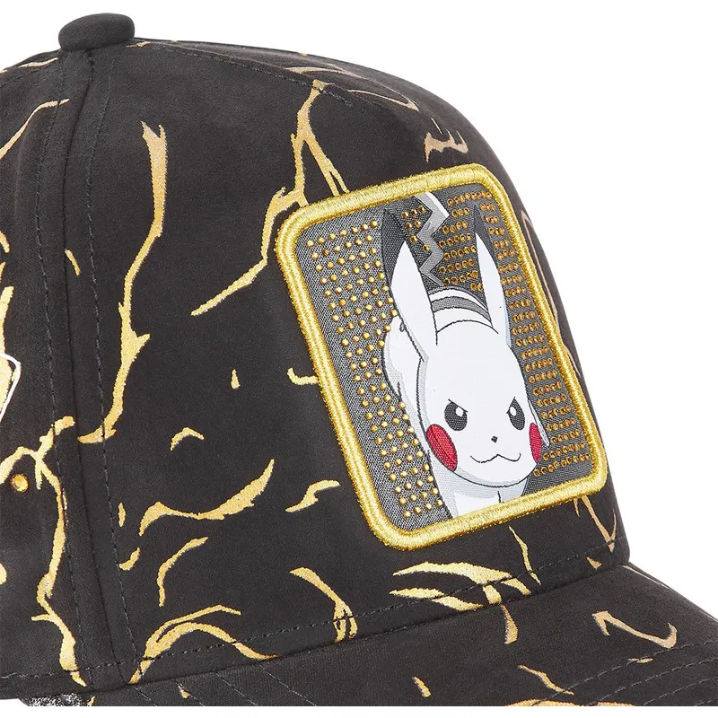 mutzen-gebogen-schwarz-verstellbares-band-pikachu-pokemon-von-capslab mutzen-gebogen-schwarz-verstellbares-band-pikachu-pokemon-von-capslab