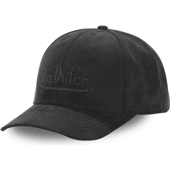 Von Dutch Curved Brim SUEDINE4 Black Snapback Cap