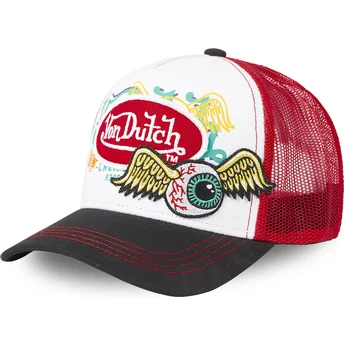 Czapka trucker biała, czerwona i czarna PAT RED od Von Dutch