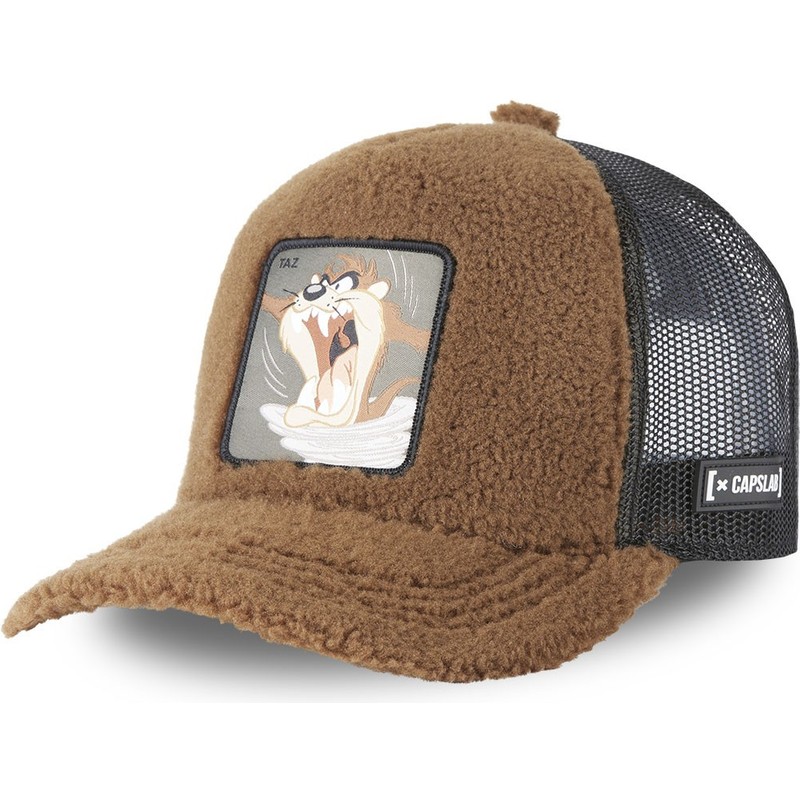 capslab-tasmanian-devil-fur1-taz2-looney-tunes-brown-shearling-trucker-hat