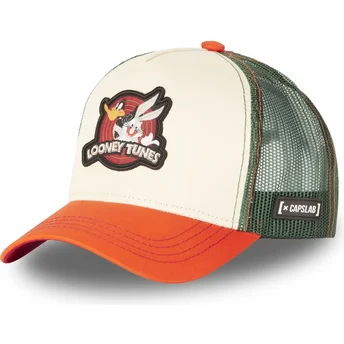 gorra-trucker-beige-grun-und-orange-bugs-bunny-und-daffy-duck-lo2-looney-tunes-von-capslab