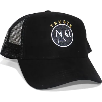 Truckerkeps svart Trusts No.1 Suede Black Gold Logo från The No.1 Face