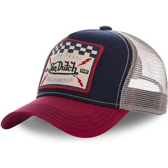 Von Dutch SQUARE16 Navy Blue, White and Red Trucker Hat