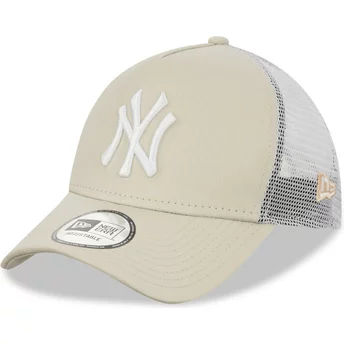 Casquette trucker beige et blanche 9FORTY A Frame New York Yankees MLB New Era