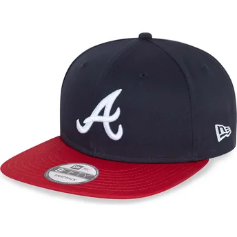 Marinblå och röd platt snapback-keps 9FIFTY Essential från Atlanta Braves MLB av New Era