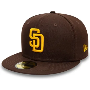 Cappello piatto marrone aderente 59FIFTY Authentic On Field dei San Diego Padres MLB di New Era